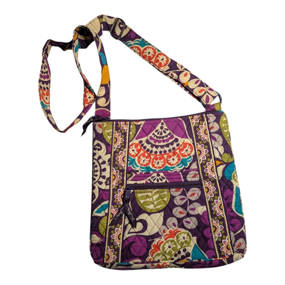 Vtg Y2K Vera Bradley Plum Crazy Floral Hipster Quilted Crossbody Swing Pack Bag